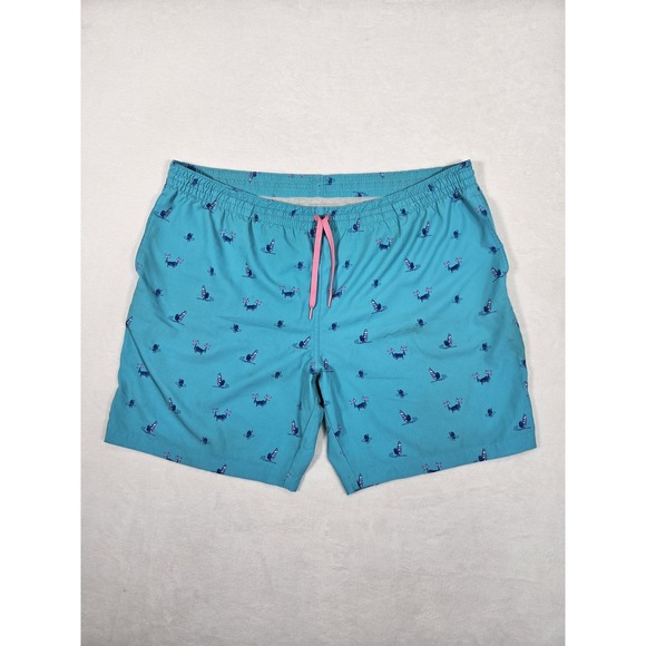 Chubbies Shorts Mens 2XL Drawstring Lined Swim Trunks Beach 7" Inseam‎ Turquoise - Picture 1 of 11